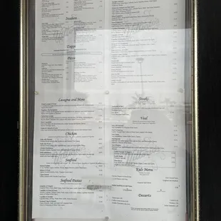 The menu posted outside 7/23/23.