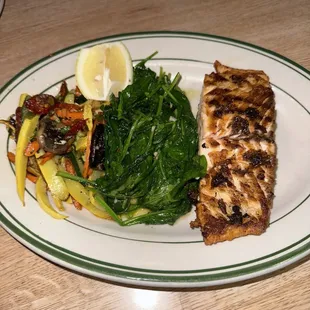 Salmon with sautéed spinach