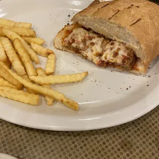 Meatball Sub with French Fries