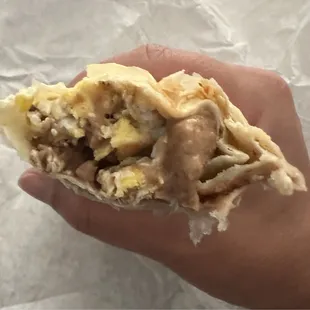 Breakfast Burrito A - Beans, egg, and cheese
