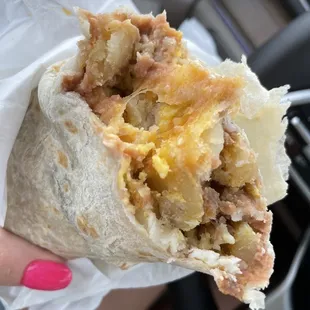 the inside of a burrito