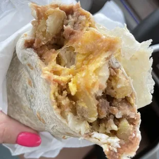 the inside of a burrito