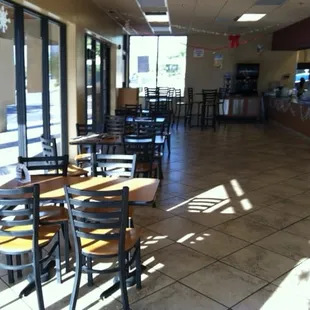 Part of the dining room area and the counter to order food.
