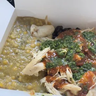 Rice beans chicken and the sauce was so good