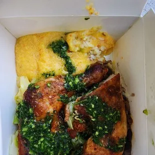 chicken, polenta, beans, cabbage, rice- all delish