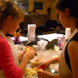 Kids love these classes. They create a whole meal for themselves and sit together to eat it.