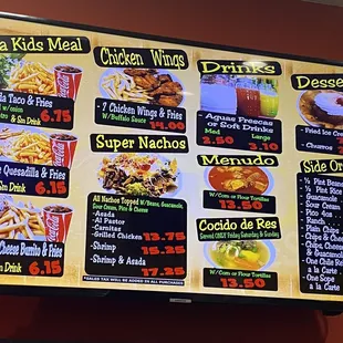 menu
