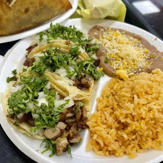 13. 3 Asada Tacos Plate Combo