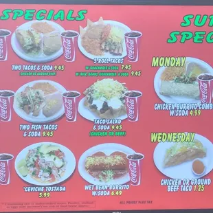 Daily Specials Menu