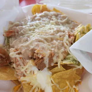 Chicken nachos add beans