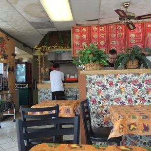 Photo of the front counter from a table