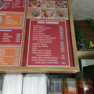 Menu as of October 2017