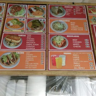 Menu as of October 2017