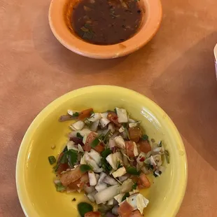 Salad and salsa with the chips