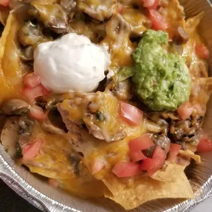 Nacho supreme with mushrooms, no meat