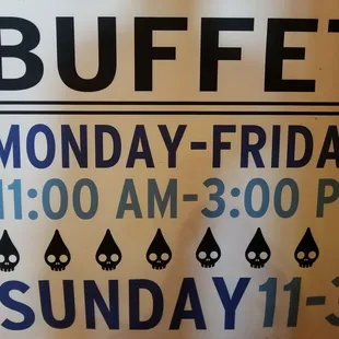 a sign for a buffet