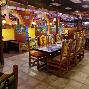 the inside of a mexican restaurant