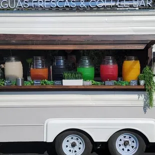 a food truck with drinks