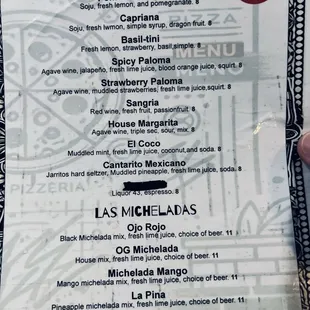 Signature cocktails and Las micheladas