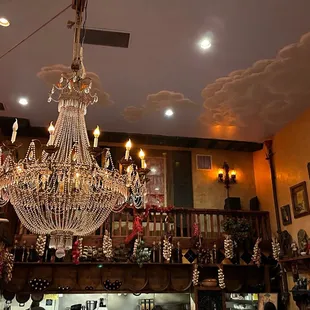 Bar with chandelier