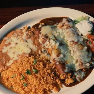 Our delicious Enchiladas Poblano available on our dinner menu.