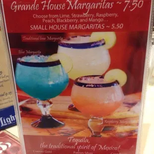 The menu says $7.50 for the Grande house margarita....