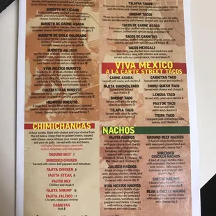 a menu for a mexican restaurant
