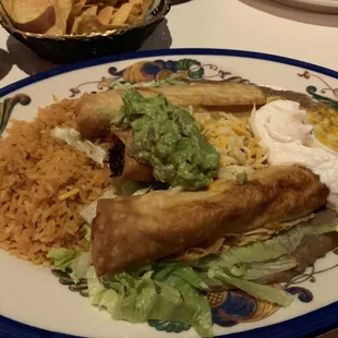 3 Chimichangas, Rice, and Beans Combination Dish (#14)