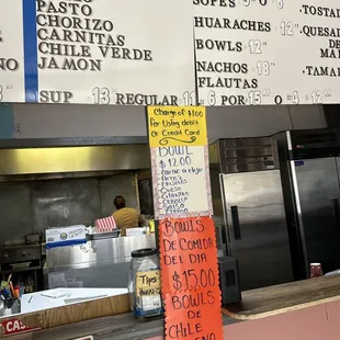 Cashier and partial menu