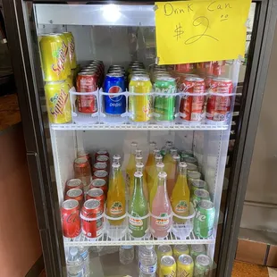 a refrigerator full of drinks