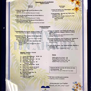 menu