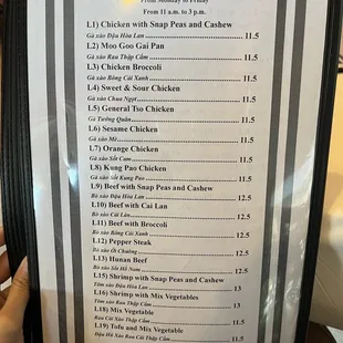 Lunch Menu All of them are American-Chinese dishes