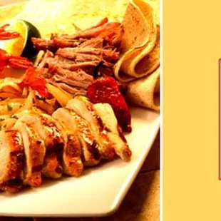 a plate of food and a sign