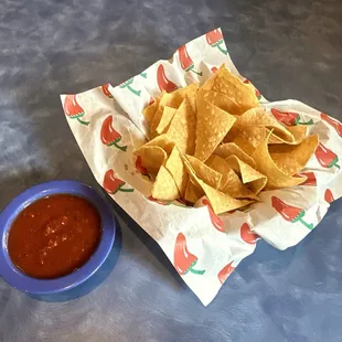 Complimentary Thin, Crispy Chips and Mild Salsa