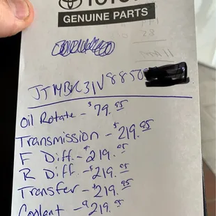 The quote I received from Viva Toyota in Las Cruces. How deep can you gouge?