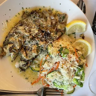 Fish dish of the day. Mediterranean sea bass. Delicious!