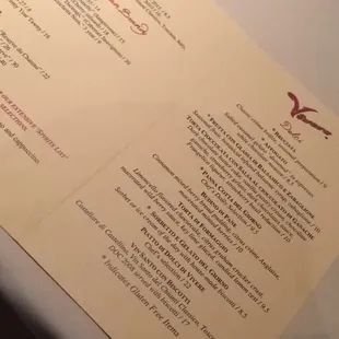 menu