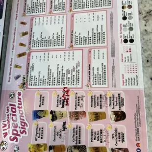 Drink menu