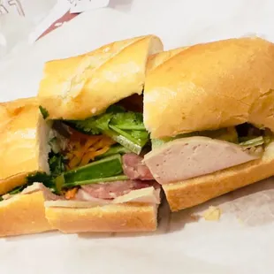 a sub sandwich cut in half