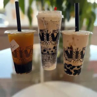 three drinks on a table