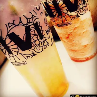 two glasses of drinks
