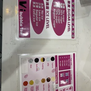 Boba menu
