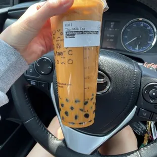Thai milk tea with boba