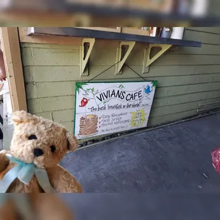 Only positive, good vibes here!! #vivians #millenium #cafe #viviansmilleniumcafe #studiocity #bourdibear #mortimerthebear #brunch