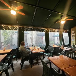 Warm and cozy extended dining area.