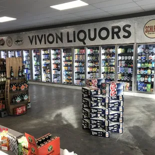 a view of a liquor store