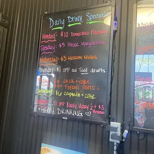 Daily drink specials