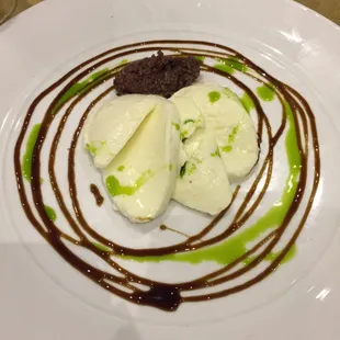 Hand pull mozzarella with olive tapenade.