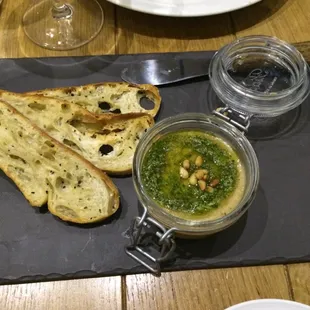 Tuscan white bean and pesto bruschetta