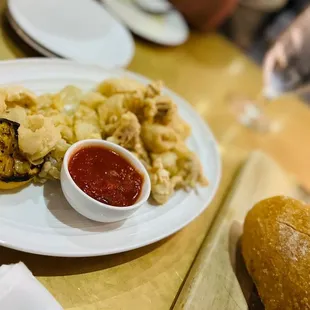 Calamari and complimentary bread